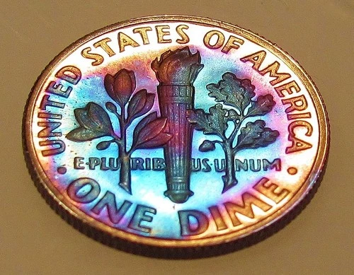 1963 Gem   Proof  Dime 90% Silver  "  MONSTER ELECTRIC  TONING "#308 ~ 5