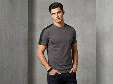 EA7 Emporio Armani Mens T-Shirt Size XL Grey Short Sleeve Taped Shoulder Logo