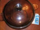 Vtg Visions Corning Ware Pyrex Amber 4.5L 5qt Glass Dutch Oven Stock Pot & Lid