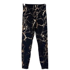 Beyond Yoga XS Black Gold Lost Your Marbles Metallic Print Leggings High Waist