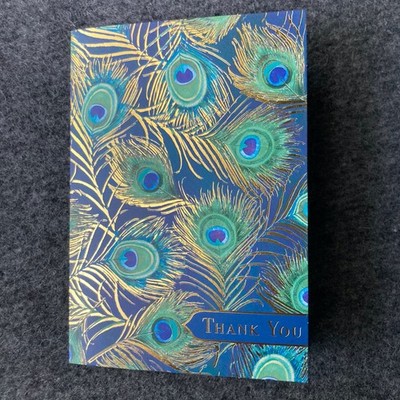 Punch Studio Box of 12 Blank Thank You Cards Peacock 70922 5'' x 3.75'' New NIB