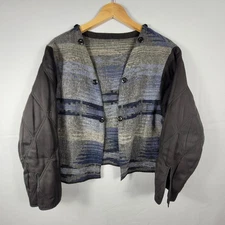 Vintage Woolrich Southwestern Wool Liner Jacket M Gray Blue Quilted USA 80