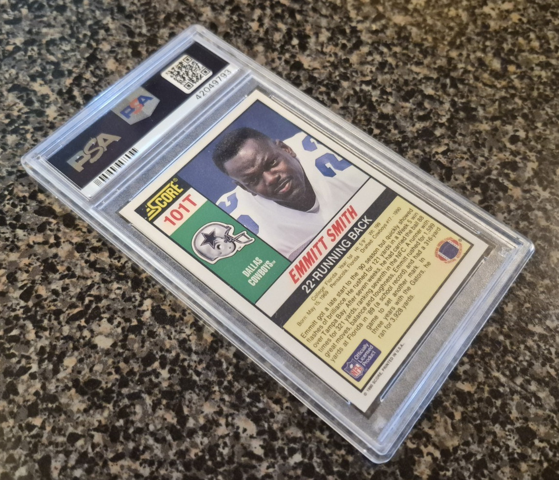 PSA 10 - 1990 Score Supplemental EMMITT SMITH RC #101T - Dallas Cowobys HOF view 6