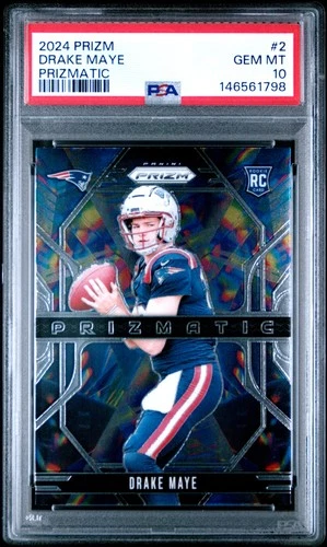 146561798 Drake Maye 2024 Panini Prizm #2 Prizmatic Rookie RC PSA 10