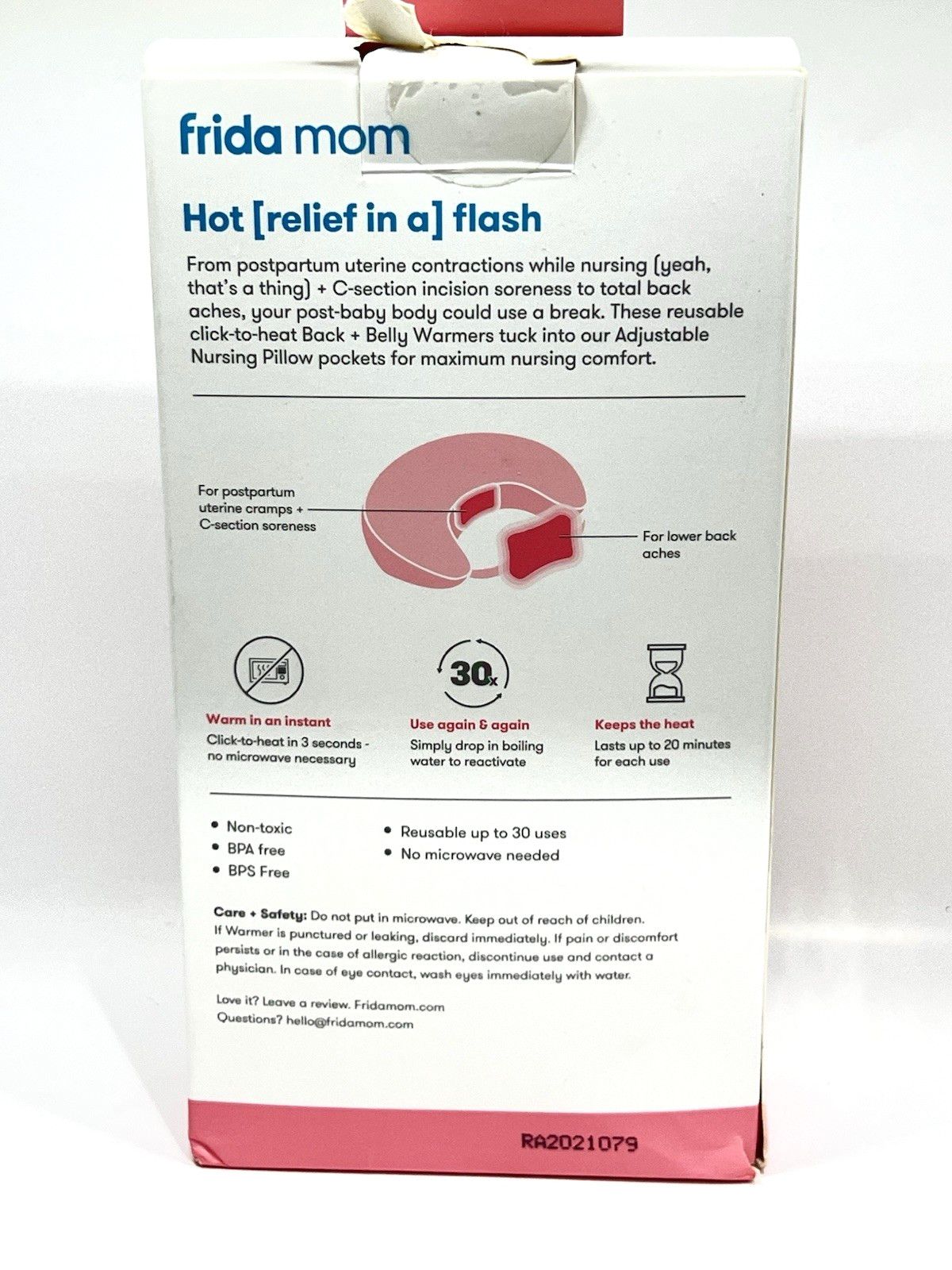 Frida Mom Nursing Pillow Back + Belly Warmers Reusable Click-to-Heat Relief