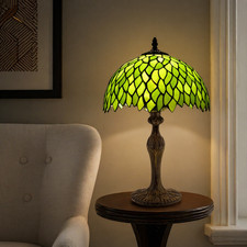 16 Inch Tiffany Green Table Lamp – Handcrafted Stained Glass Shade