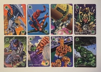 1995 Fleer Marvel Overpower Card Game Strength 8 Card Set with Spider-Man