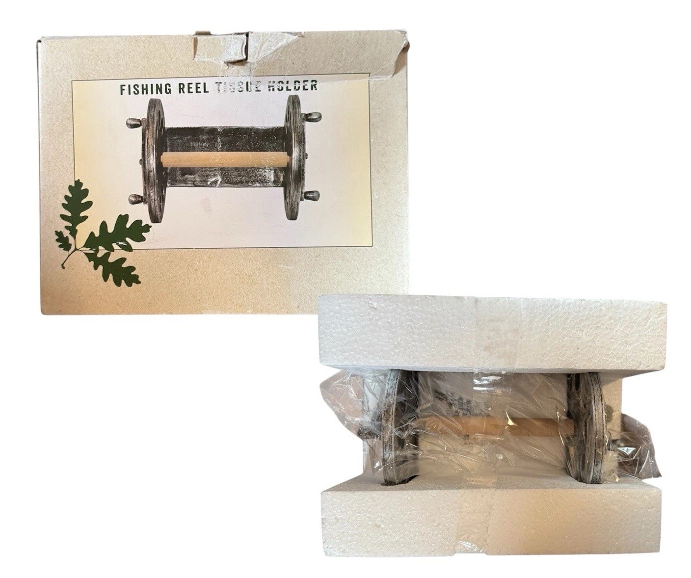 Cracker Barrel Fishing Reel Tissue Holder Wall Mounted Toilet Paper Holder