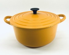 Vtg Le Creuset Cast Iron Yellow Enamel Dutch ...