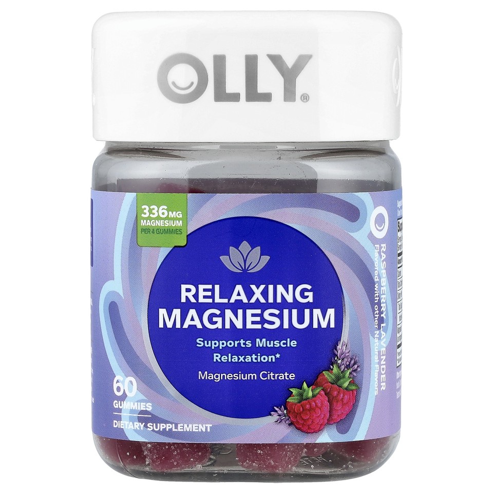 Relaxing Magnesium Gummies, Raspberry Lavender, 60 Gummies (84 mg per Gummy)