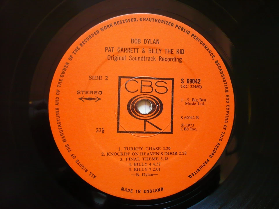 Bob Dylan Pat Garrett & Billy The Kid And Soundtrack Vinyl UK 1973 CBS A1/B1 LP - Image 4 of 4