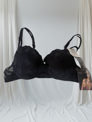 VTG 90s Olga Floral Mystique Lined Black Demi Bra Fits 30A 32A  #19090 (runs Sm)