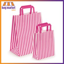 Pink Candy Stripe Paper Tape Handle Carrier Bags | Gifts/Party/Weddings/Sweets