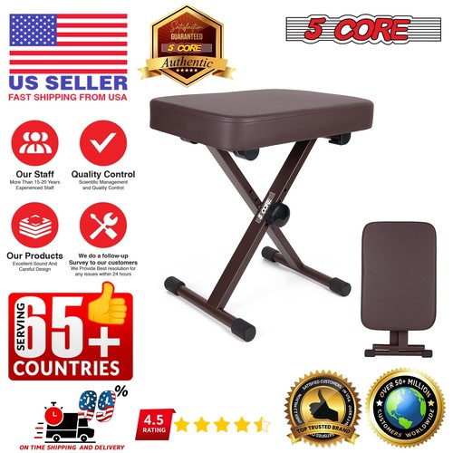 5 Core Keyboard Bench 3" Padded Cushioned Piano Stool Adjustable Guitar Seat - Picture 8 of 9