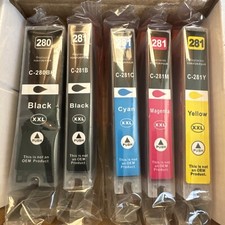 5 Pack PGI-280 PGI280 XXL CLI-281 Ink Canon PIXMA Pgi 280 cli 281 set reman Lot