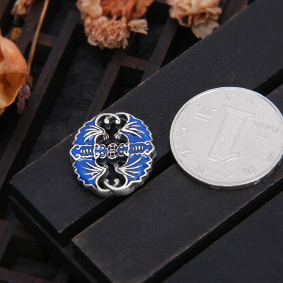 S925 Sterling Silver Women Men Pendant Lucky Blue Enamel Bat Blue Pendant - Image 4 of 4