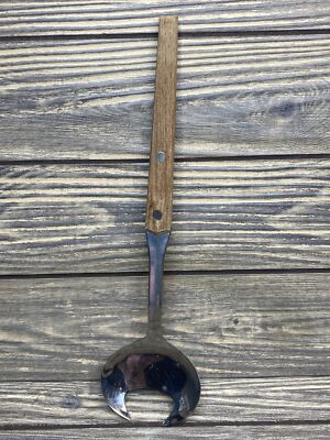 Vintage WMF Cromargan Stainless Steel Salad Serving Spoon Wooden Handle