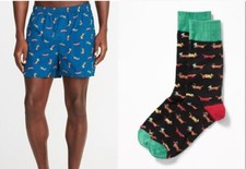 Men's Christmas Holiday Dachshund Cotton Boxers Socks Set S / M / L / XL / 2XL
