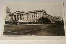 RPPC photo postcard black and white Washington DC 1960's  TREASURY BUILDING