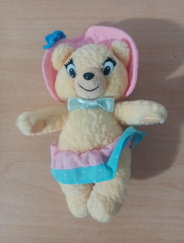 Gund NODDY 6" Plush Bear Stuffed Vtg Cream Lovey Animal Toy Pink Hat Skirt 1990 - Picture 8 of 8