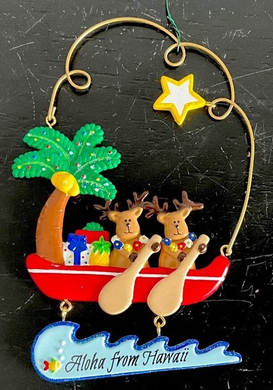 Hawaiian Christmas Ornament for Couple Personalizing w/year