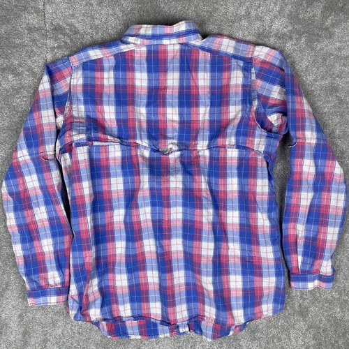 Columbia PFG Shirt Womens Large Blue Red White Plaid Long Sleeve Outdoor Fishing - Picture 7 of 14