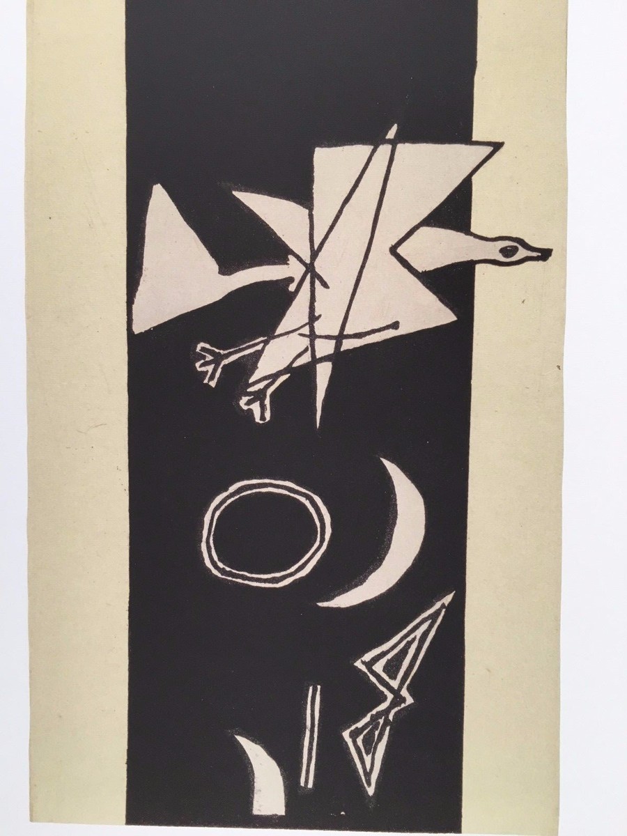 GEORGES BRAQUE, 'OISEAU BLANC SUR FOND NOIR,1960' MEGA RARE