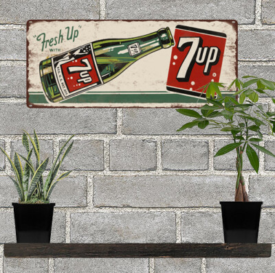 7up Fresh up bottles Metal Sign Soda Shop Ad Repro 6x12'' 60502