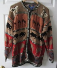 Hand Knitted Vintage 20Ans Mariea Kim Button Up Sweater Animals Size S