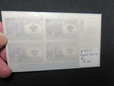 US BSA 1950 40th Anniversary 3 Cent Stamp Plate Block       SW
