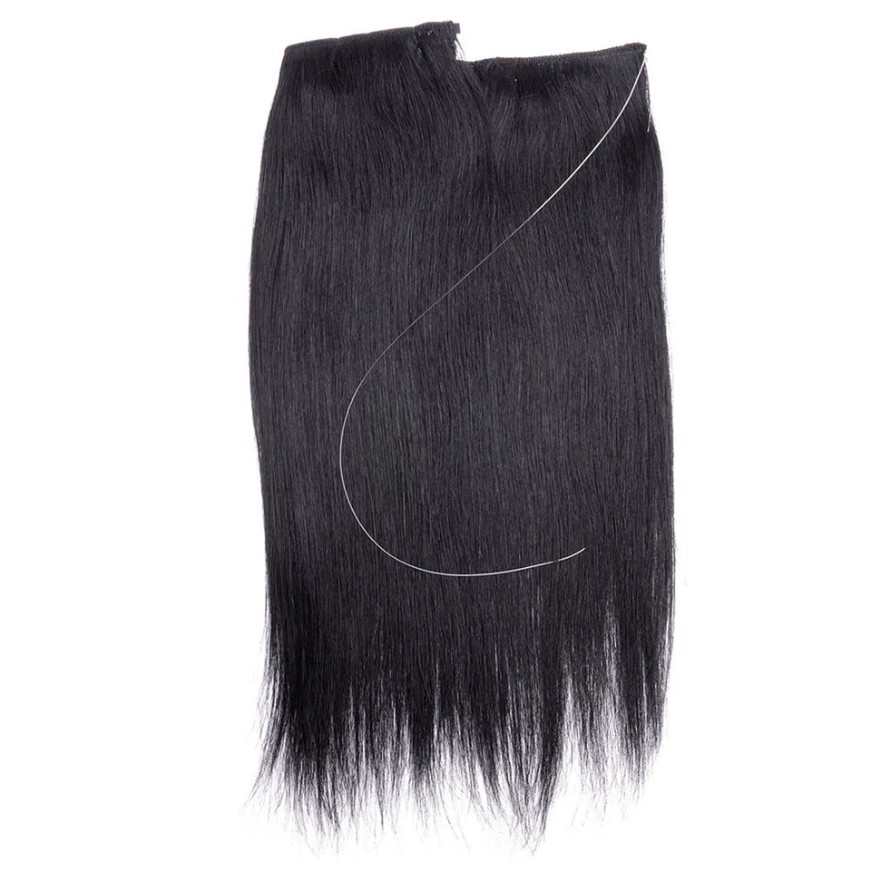 Thick Straight Wire Remy Human Hair Extensions Hidden Headband One Piece Halos - Image 4 of 4