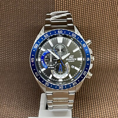 Casio Edifice EFV-620D-1A2 Black Analog Chronograph Blue Oversized Men's Watch