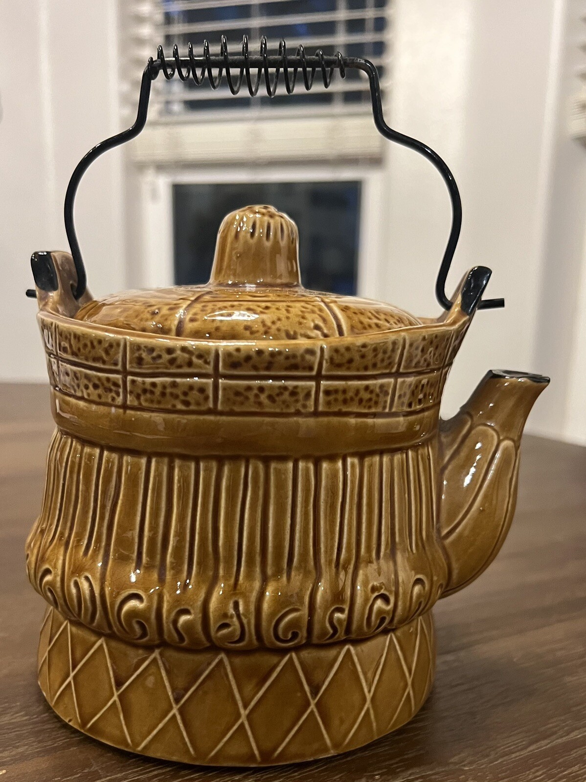 Vintage Japan Face Teapot Ben Franklin Teapot Handle Man Glasses