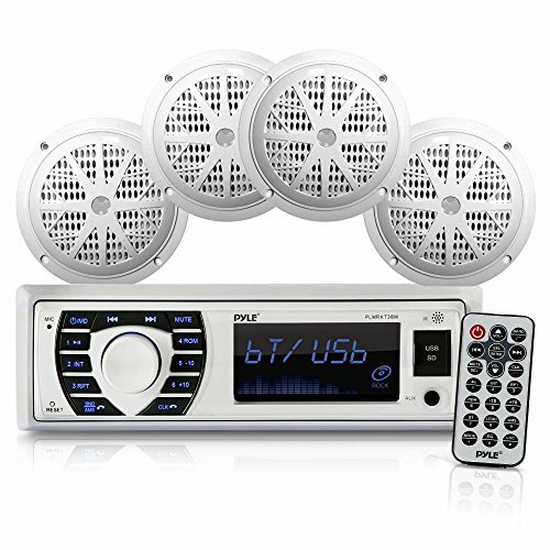 Pyle Bluetooth Marine Stereo Receiver and 4x 6.5&rdquo; Waterpro