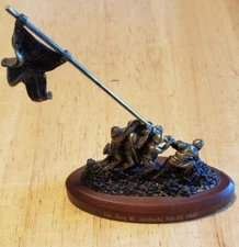 Raising of the Flag on Iwo Jima Bronze Brass Sculpture with Sand from Iwo Jima