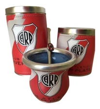  RIVER PLATE - MATE Set: MATE + STRAW + YERBERA + SUGAR BOWL Argentina Soccer