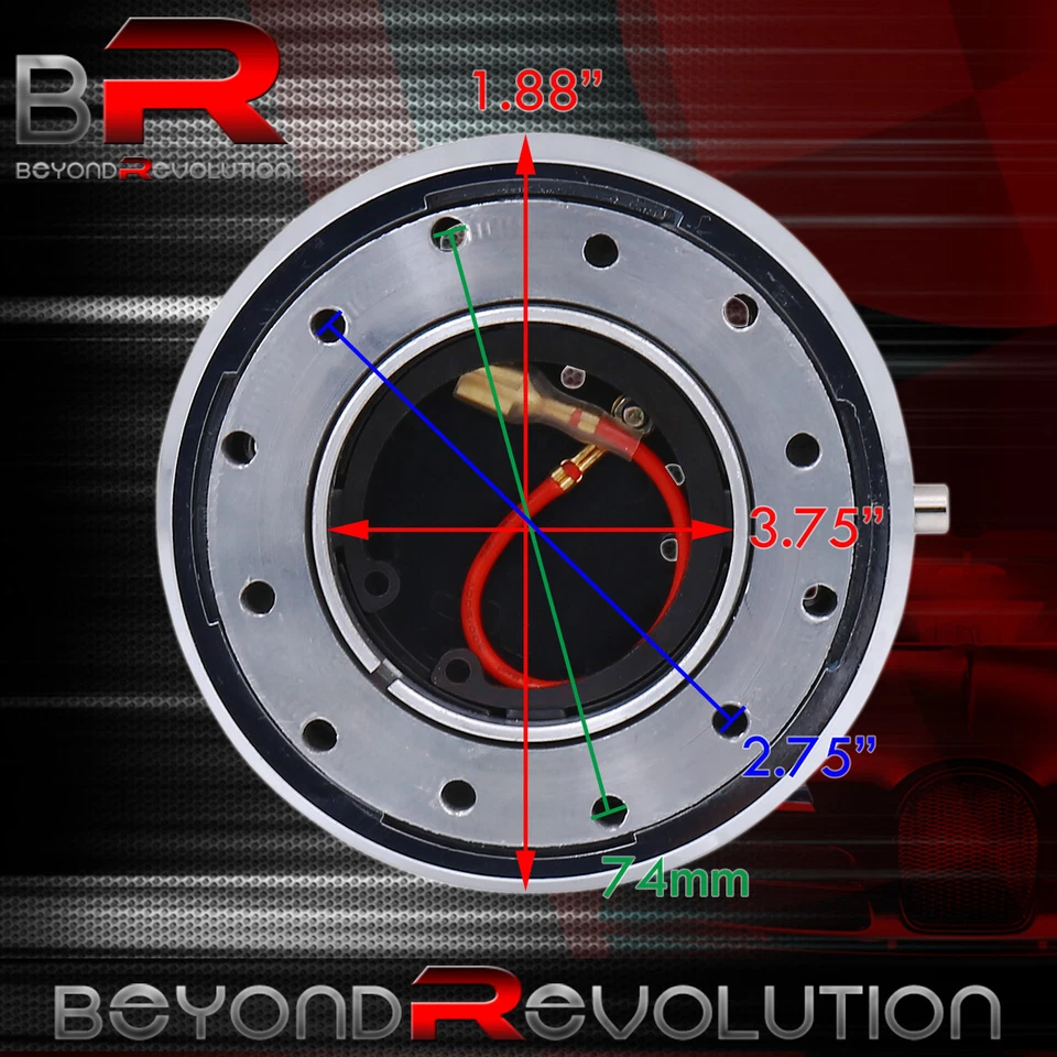 Chrome Thin Slim Steering Wheel Quick Release Adapter Hub 6-Bolt Hole Setup Kit - Image 4 of 4