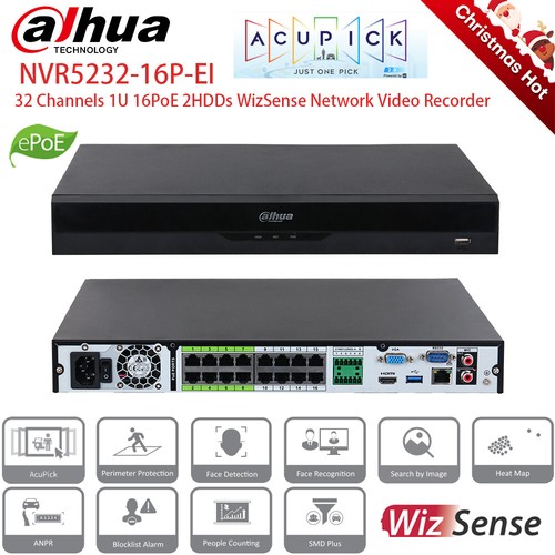 Dahua 32CH NVR16 POE NVR5232-16P-EI ePOE AcuPick ANPR 384 Mbps WizSense