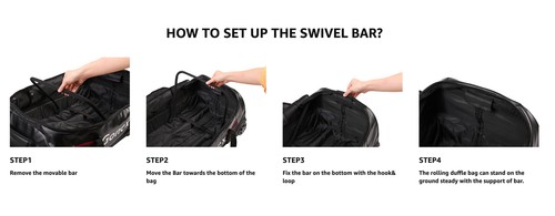 Rolling Duffel Bag Wheels 70L Water Repellent Travel Carry-On Luggage 25-Inch - Picture 8 of 8