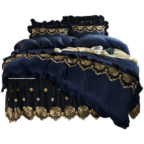 Spitze Samt Bettbezug Set mit 2 Kissenbezügen Doppelbett Queen Bettbezug Weich - Bild 79 von 101