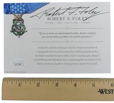 Robert F. Foley Signed Medal of Honor 4x6 Card MOH Vietnam War JSA 146363