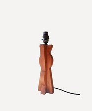 Dark Wood, Sapele Table Bedside Lamp In Cubist Art Style