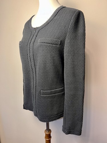 Alfani Women's Medium Full Zip Black Textured Blazer 85% Cotton - Picture 4 of 8