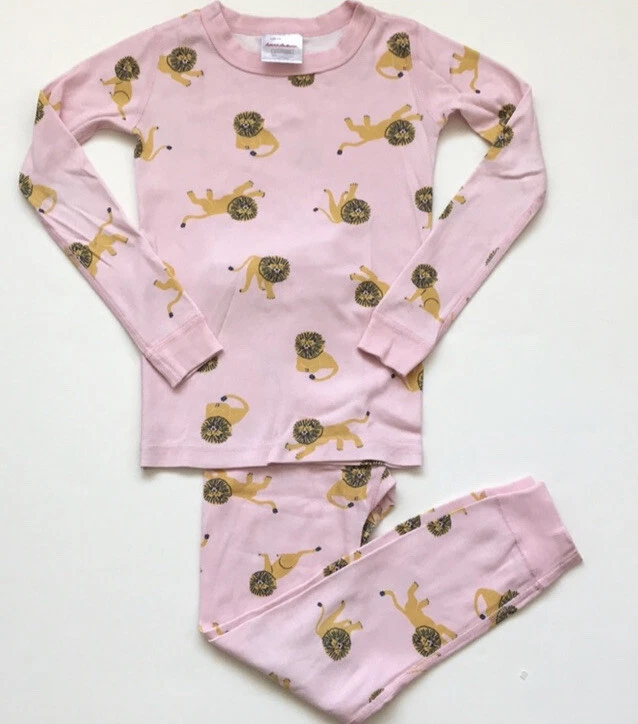 Hanna Andersson Pink Lion Long Sleeve Pajamas Set Size 140 US 10