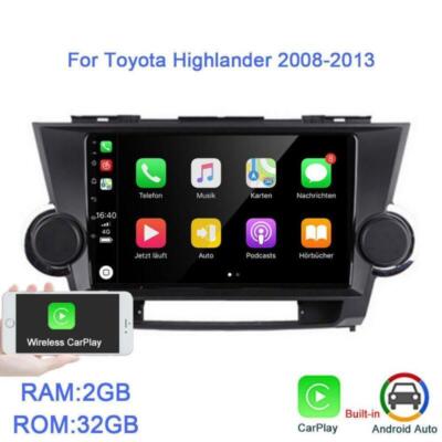 Android Car GPS Radio Stereo Player CarPlay 2+32GB For Toyota Highlander 2008-13