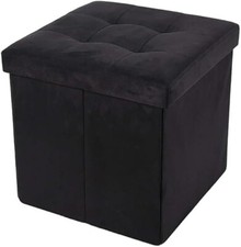 Pouf Cubo in Ecopelle 38x38x38 cm – Contenitore Salvaspazio con Seduta Imbottita