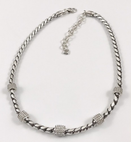 Brighton NWOT Meridian Station Necklace Silver Plated Crystals Pouch. #488 - 第 5/10 張圖片