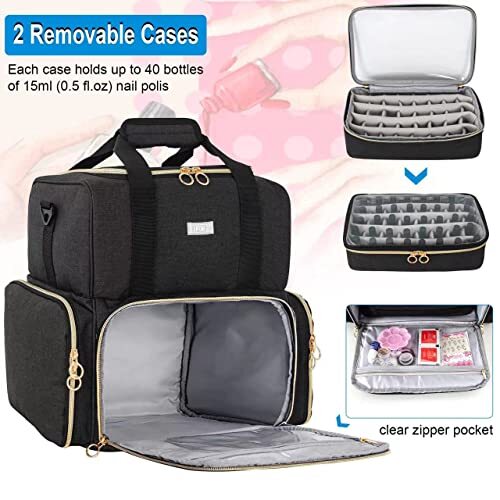 Nail Polish Organiser Bag,Large Nail Kit Bag Holds 80 Bottles and a Nail - Picture 4 of 5