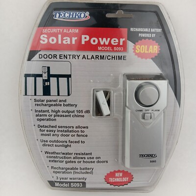 Techko Door Entry Alarm/Chime Solar Powered Security Alarm Model S093