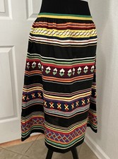 Vintage Native American Seminole Handmade Patchwork Mulitcolored/Black Skirt